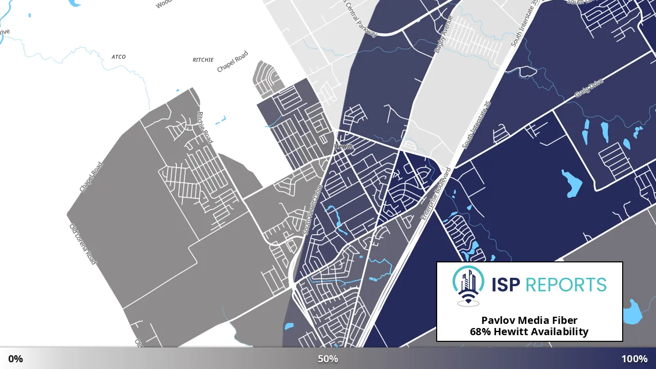 Hewitt, TX map of internet availability