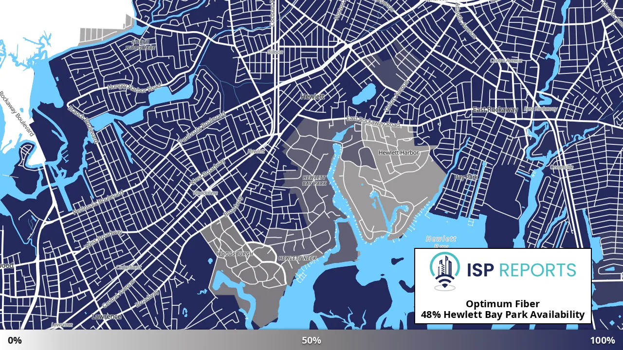 Hewlett Bay Park, NY map of internet availability