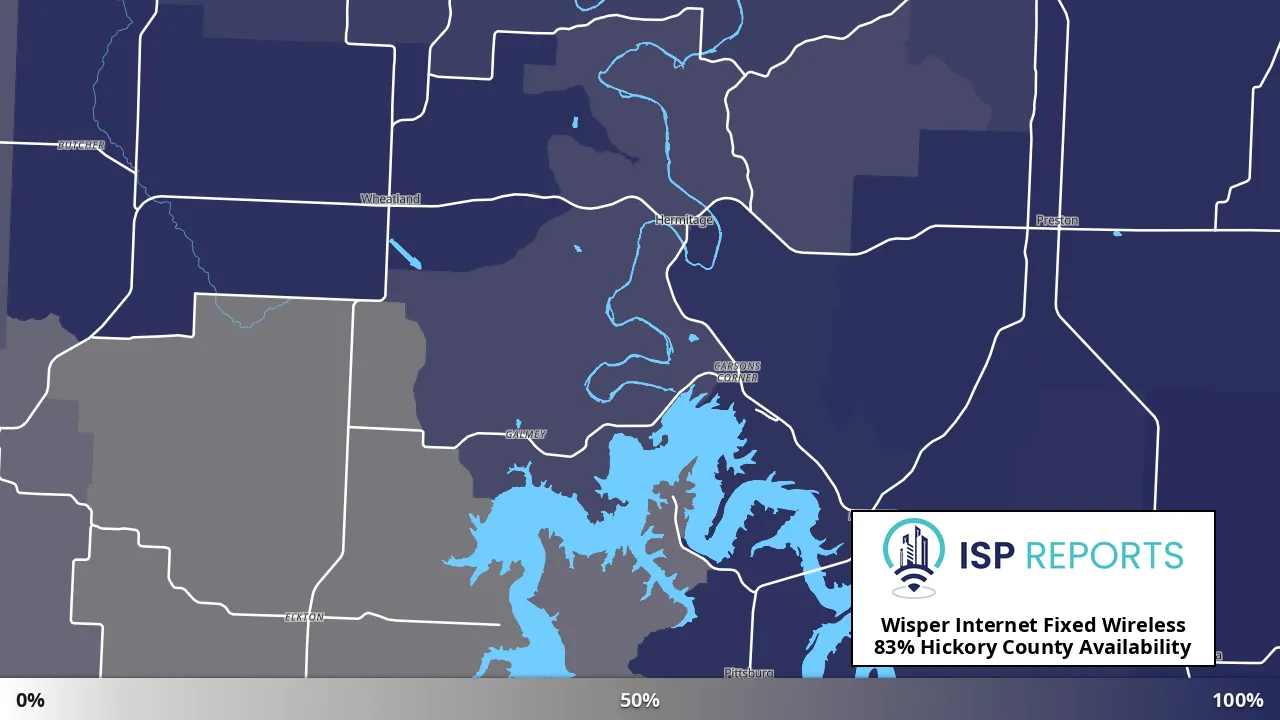 Hickory County, MO map of internet availability