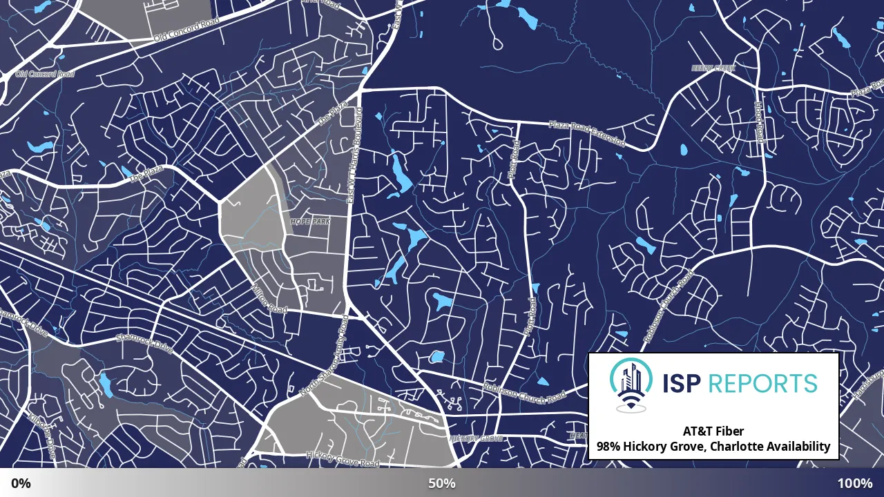 Hickory Grove, Charlotte, NC map of internet availability