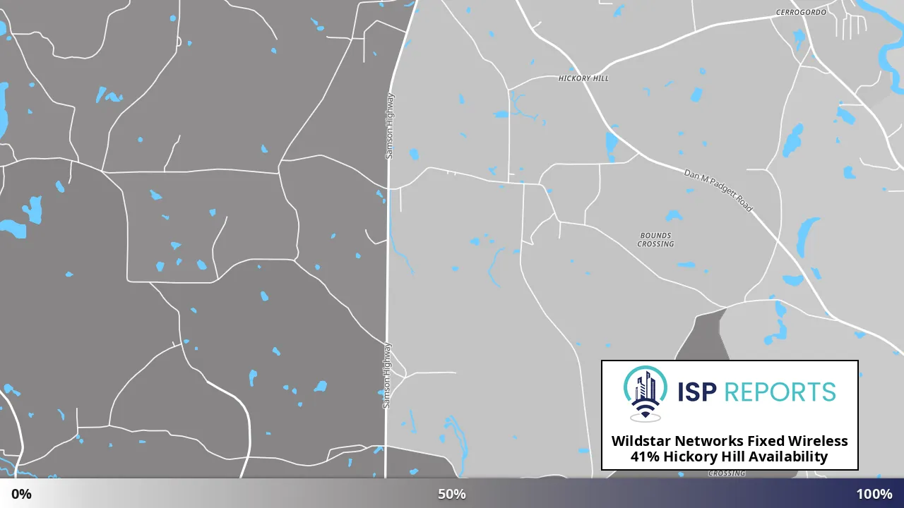 Hickory Hill, FL map of internet availability
