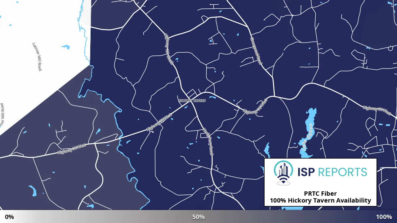 Hickory Tavern, SC map of internet availability
