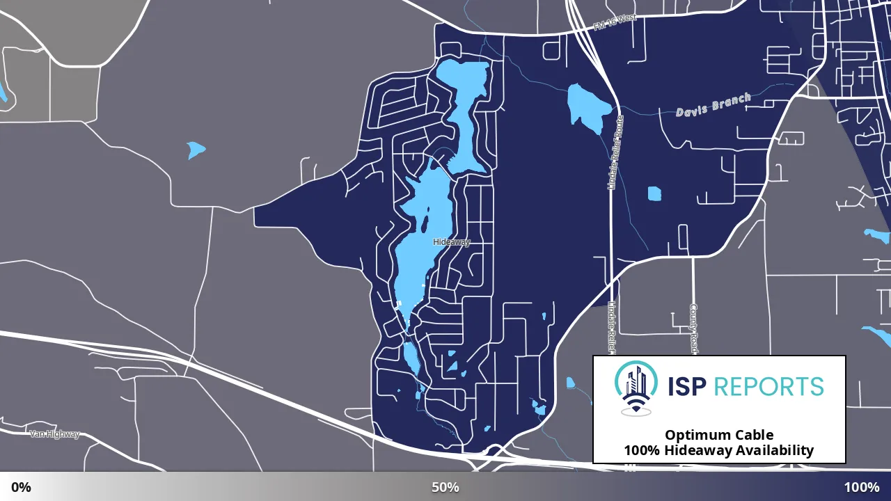 Hideaway, TX map of internet availability