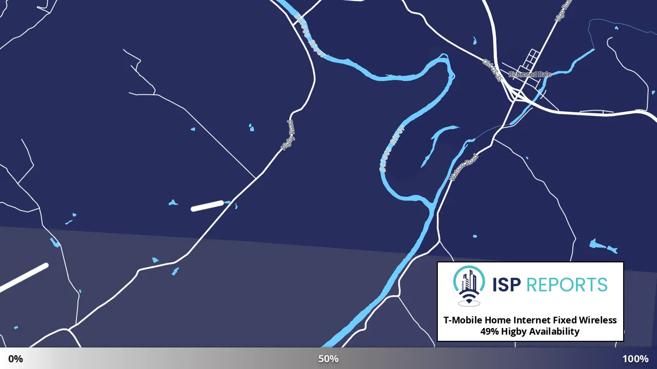 Higby, OH map of internet availability