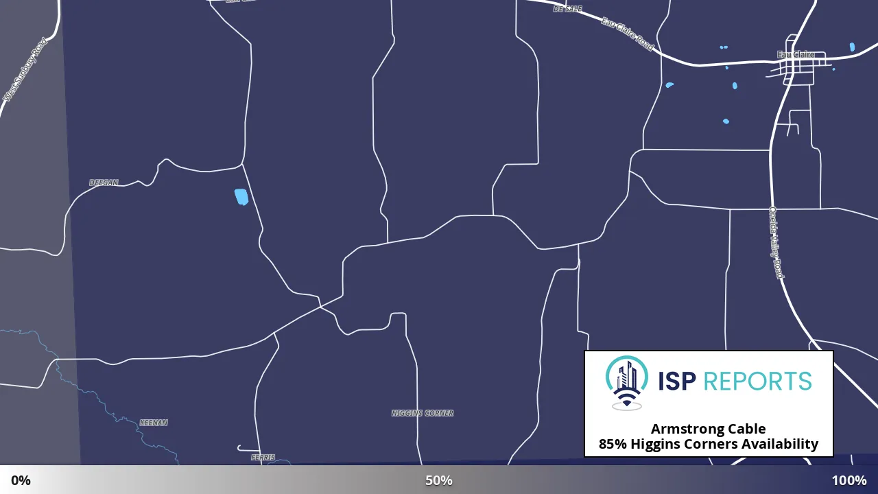 Higgins Corners, PA map of internet availability