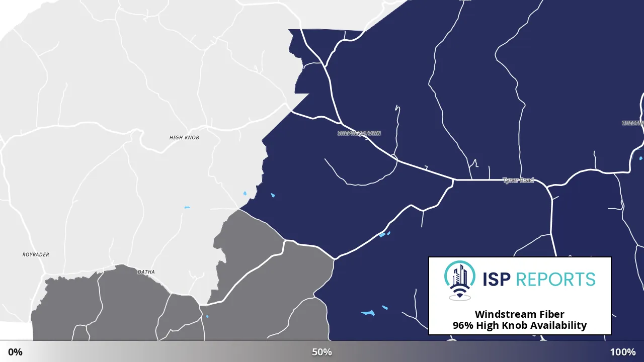 High Knob, KY map of internet availability