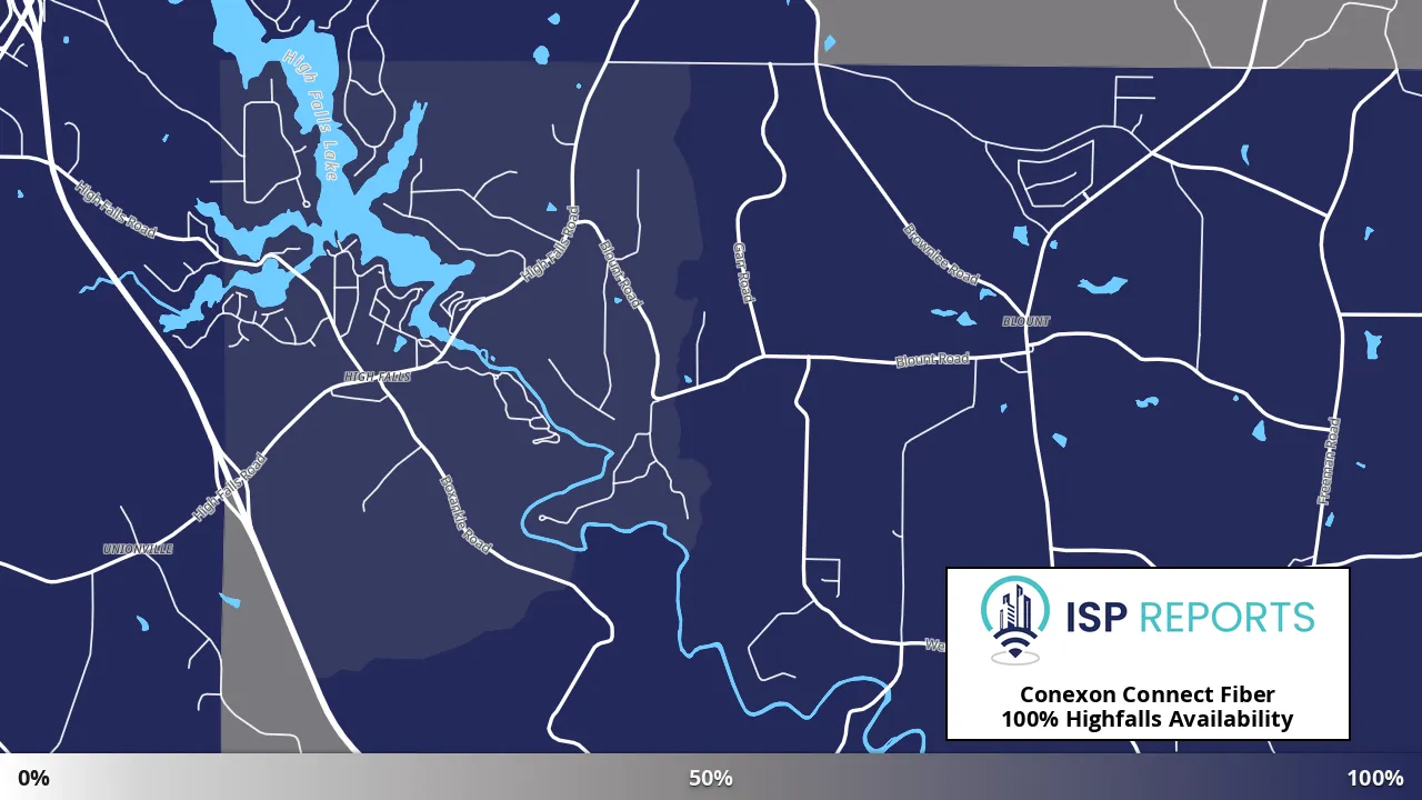 Highfalls, GA map of internet availability