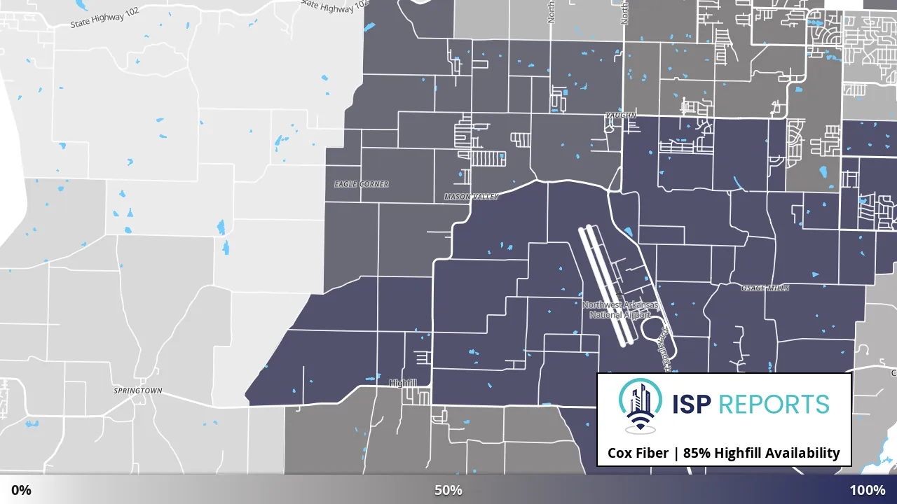Highfill, AR map of internet availability