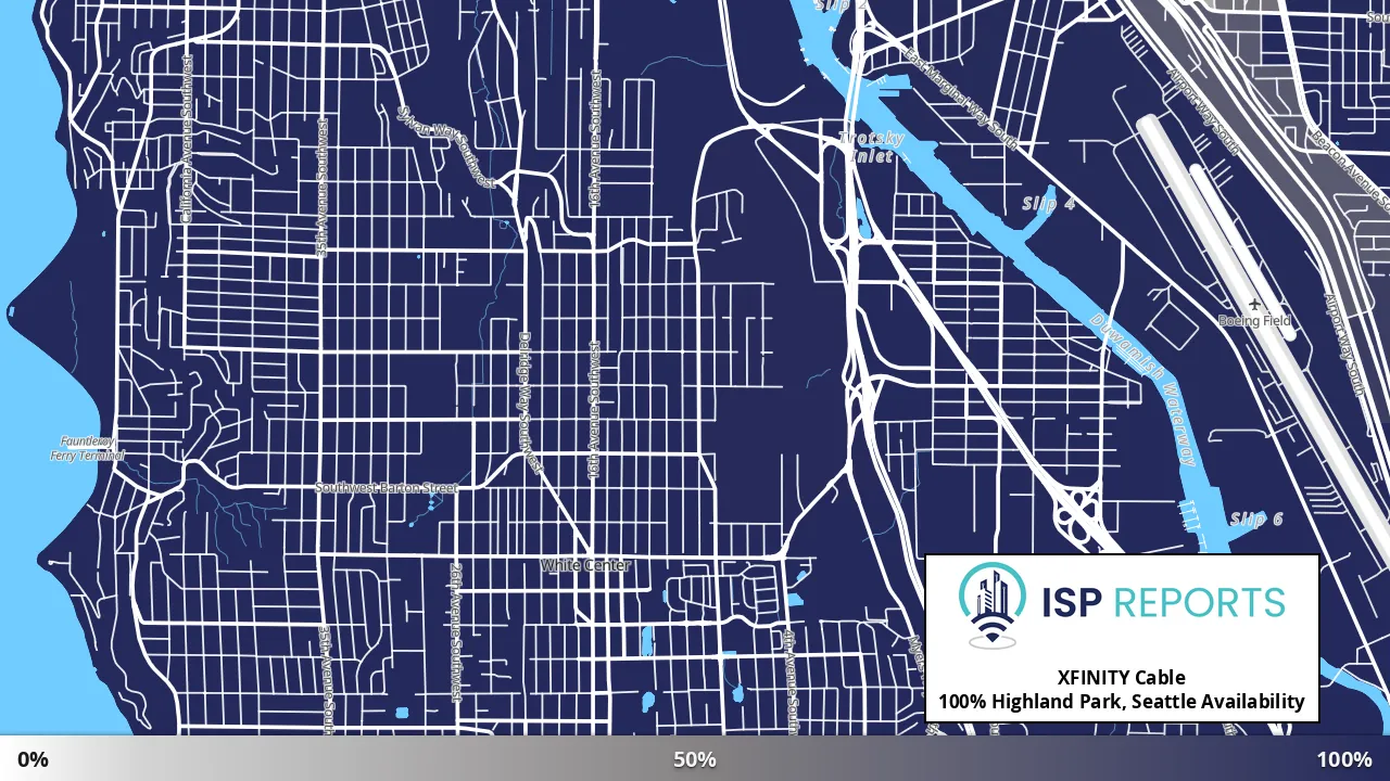 Highland Park, Seattle, WA map of internet availability