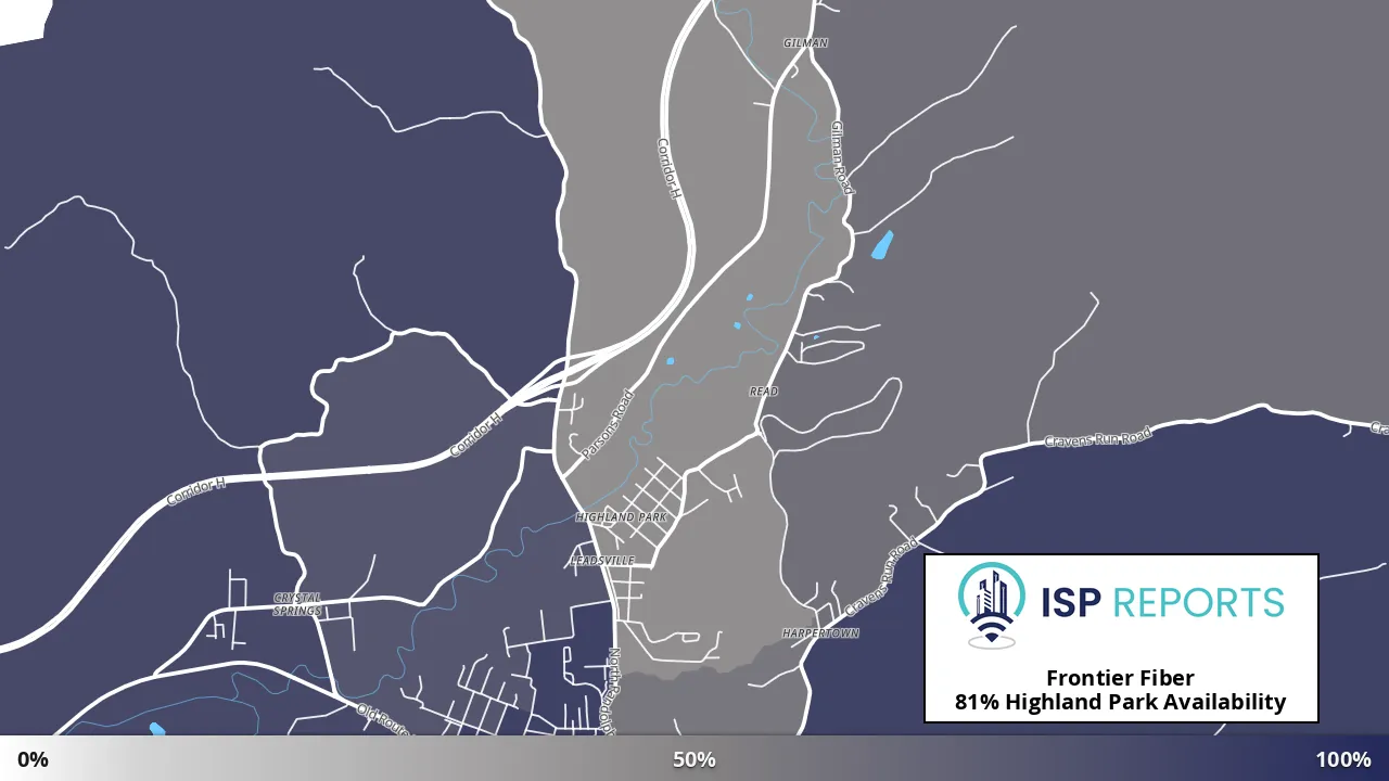 Highland Park, WV map of internet availability