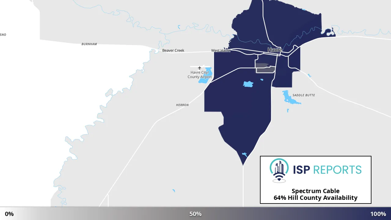 Hill County, MT map of internet availability