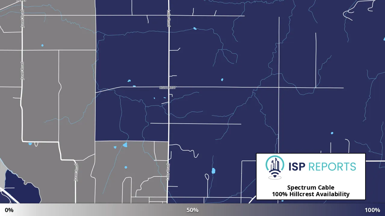Hillcrest, MI map of internet availability