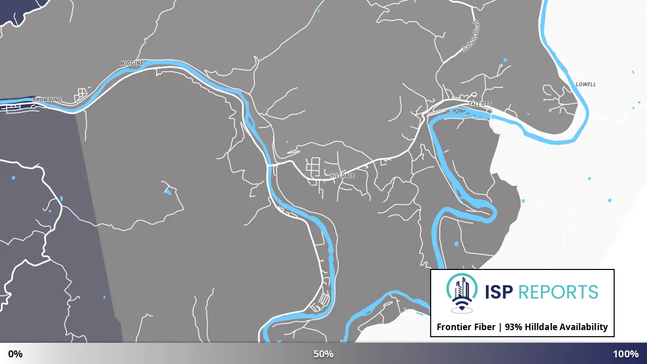 Hilldale, WV map of internet availability