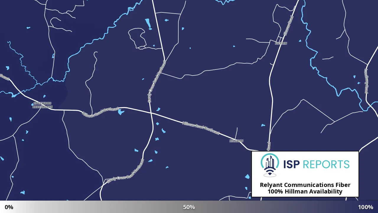 Hillman, GA map of internet availability