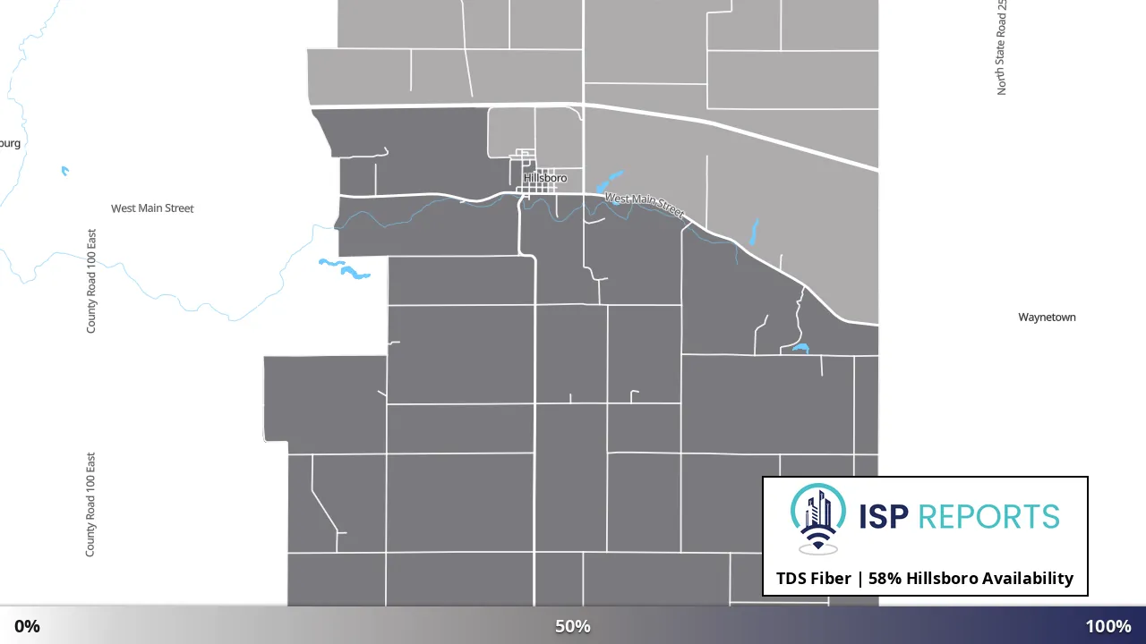 Hillsboro, IN map of internet availability