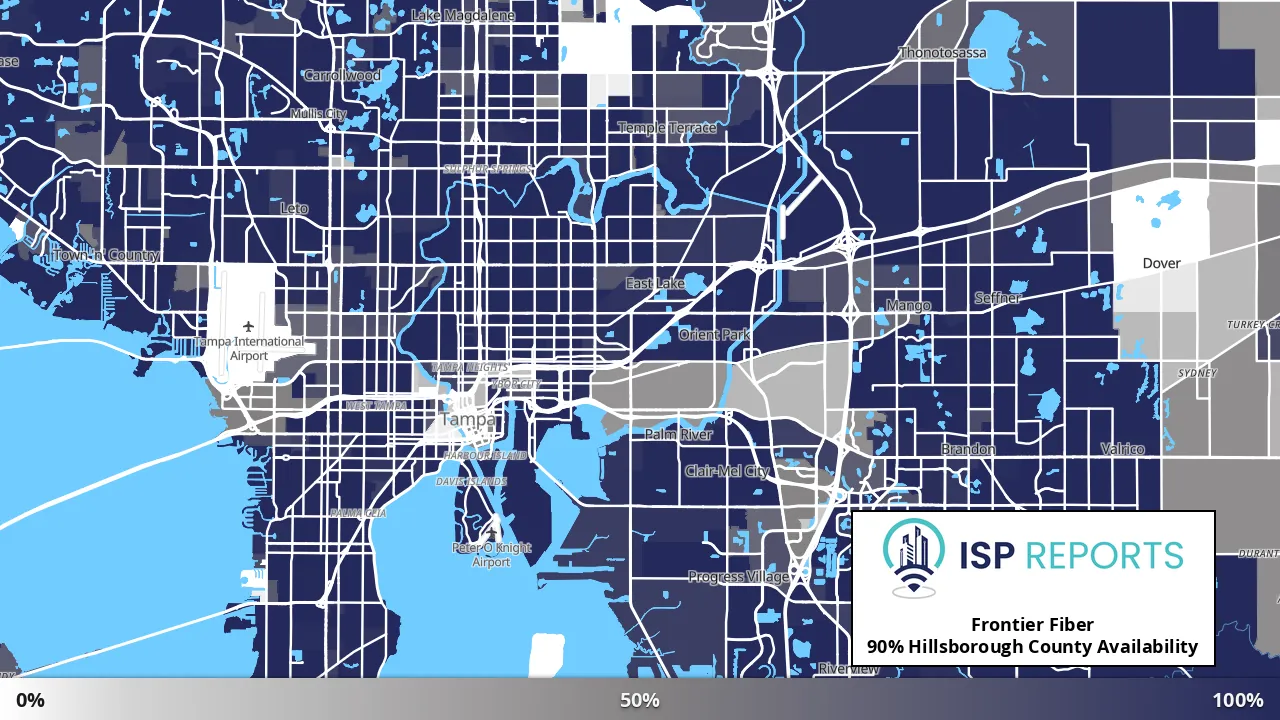 Hillsborough County, FL map of internet availability