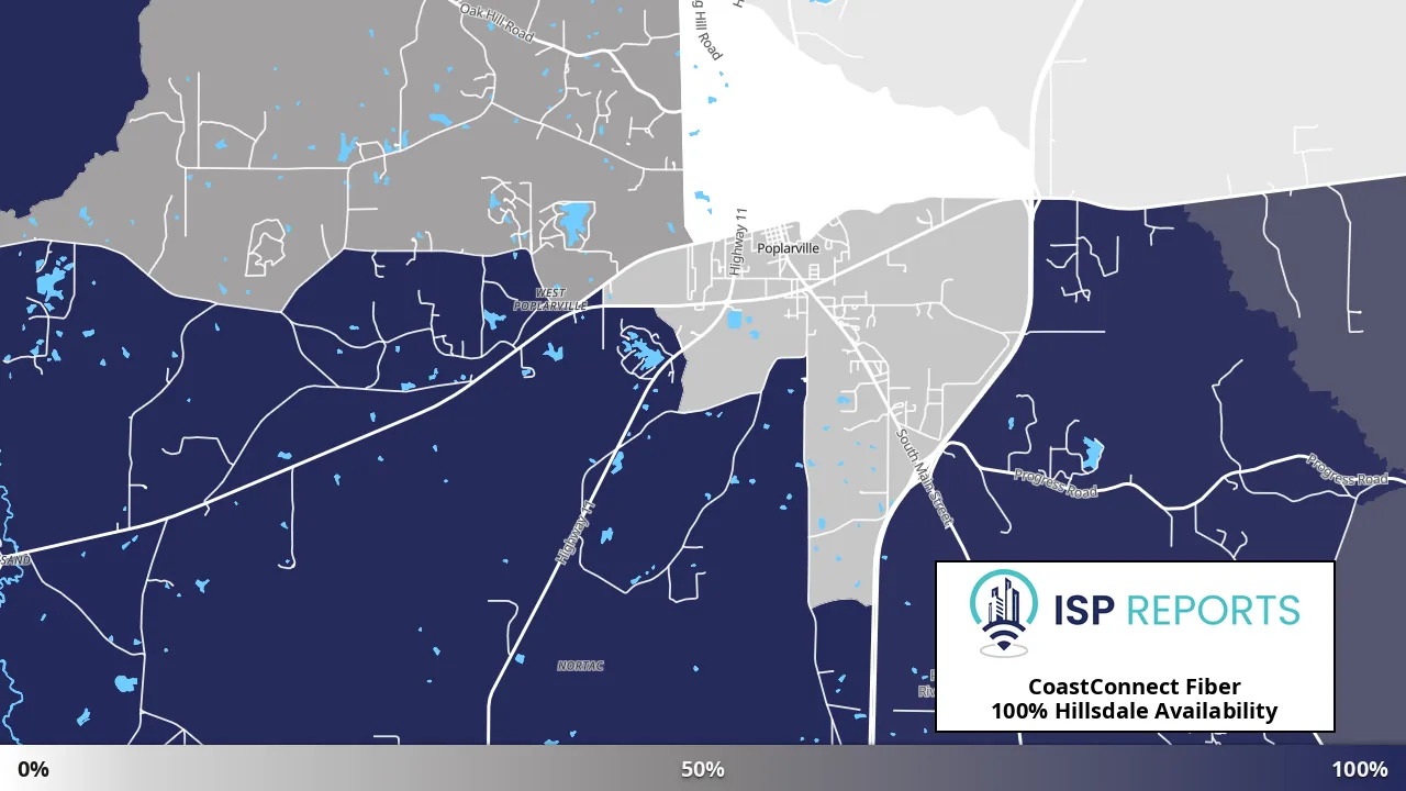 Hillsdale, MS map of internet availability