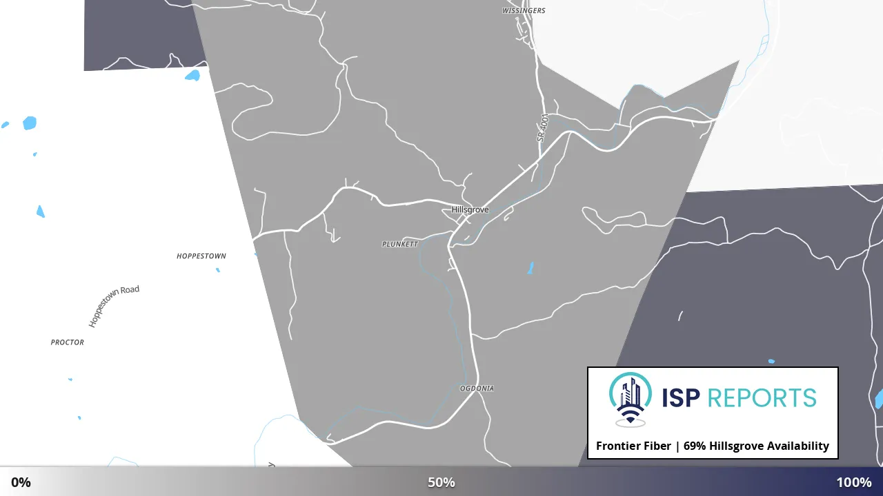 Hillsgrove, PA map of internet availability
