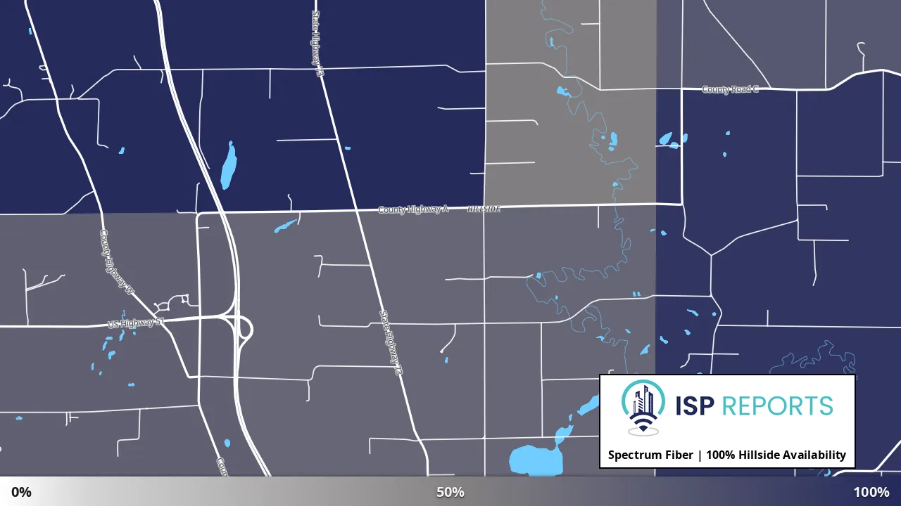 Hillside, WI map of internet availability