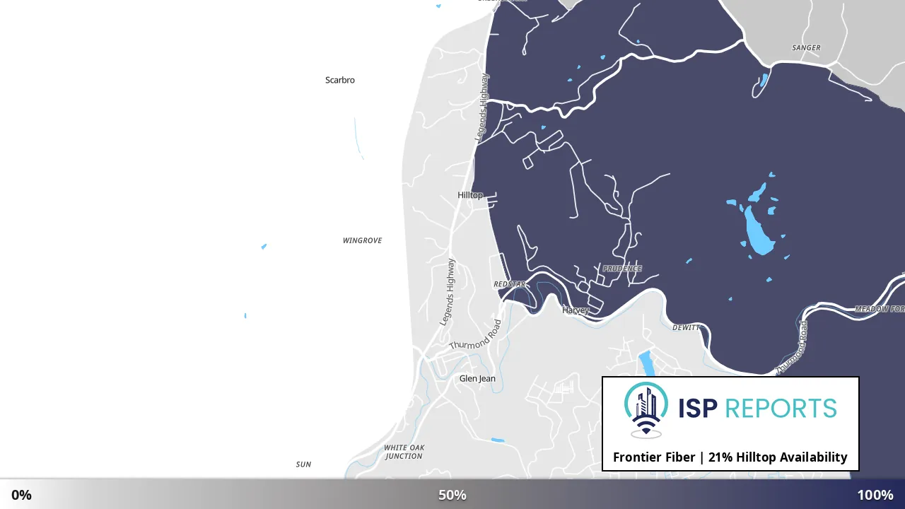 Hilltop, WV map of internet availability