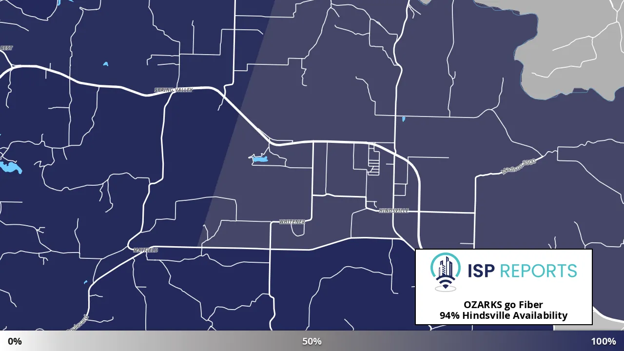 Hindsville, AR map of internet availability