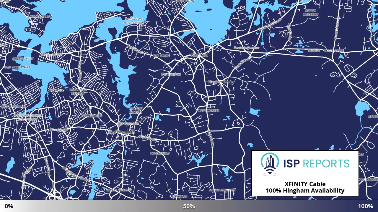 Hingham, MA map of internet availability