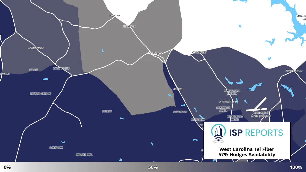 Hodges, SC map of internet availability