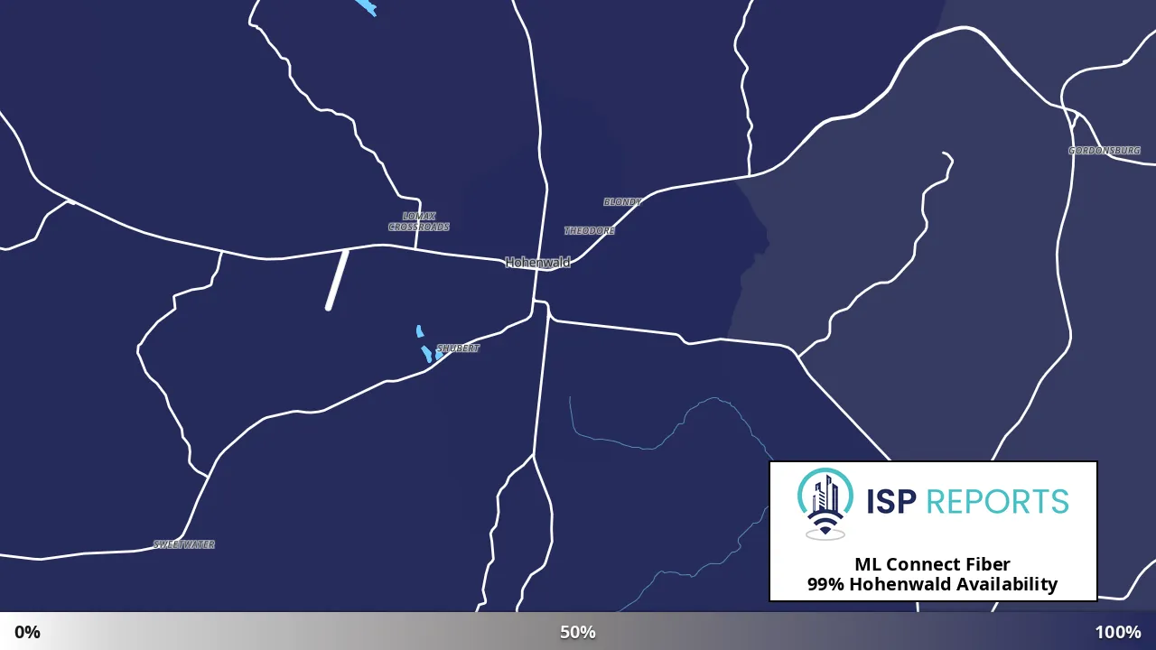 Hohenwald, TN map of internet availability