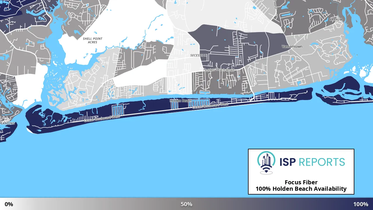 Holden Beach, NC map of internet availability