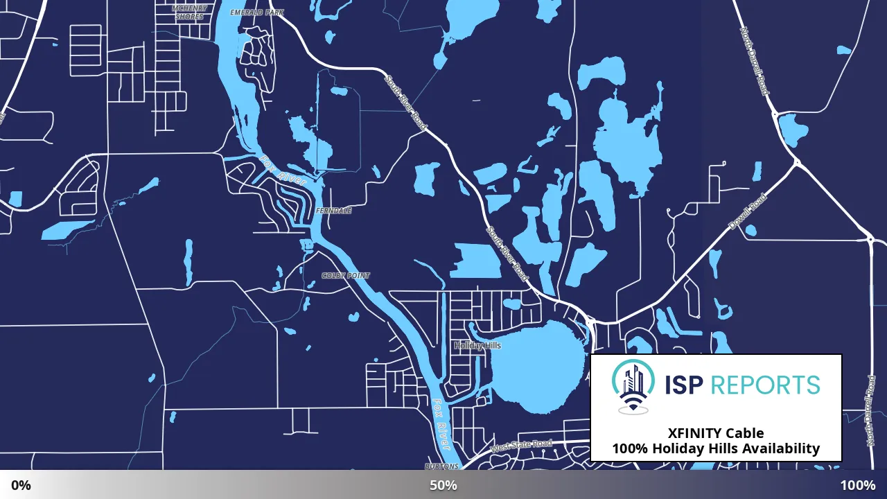 Holiday Hills, IL map of internet availability