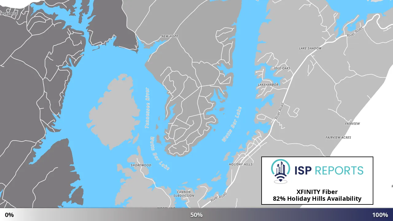 Holiday Hills, TN map of internet availability