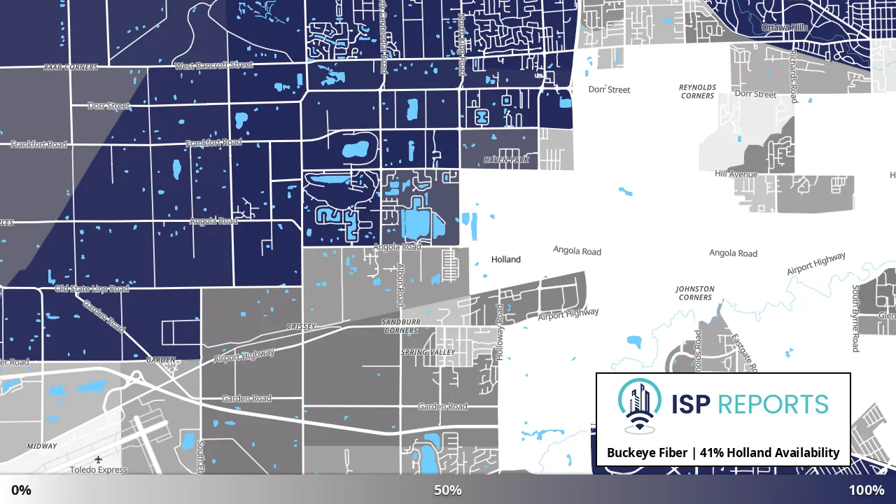 Holland, OH map of internet availability