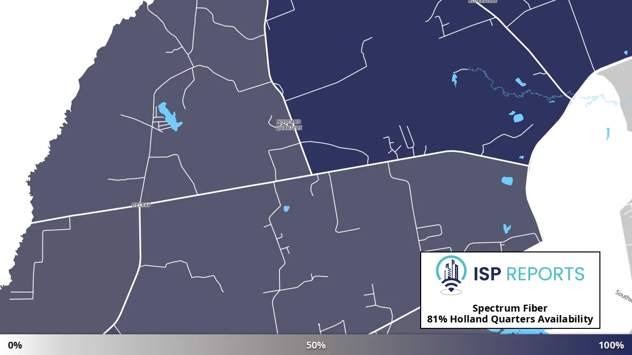 Holland Quarters, TX map of internet availability