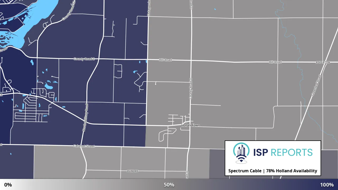 Holland, WI map of internet availability