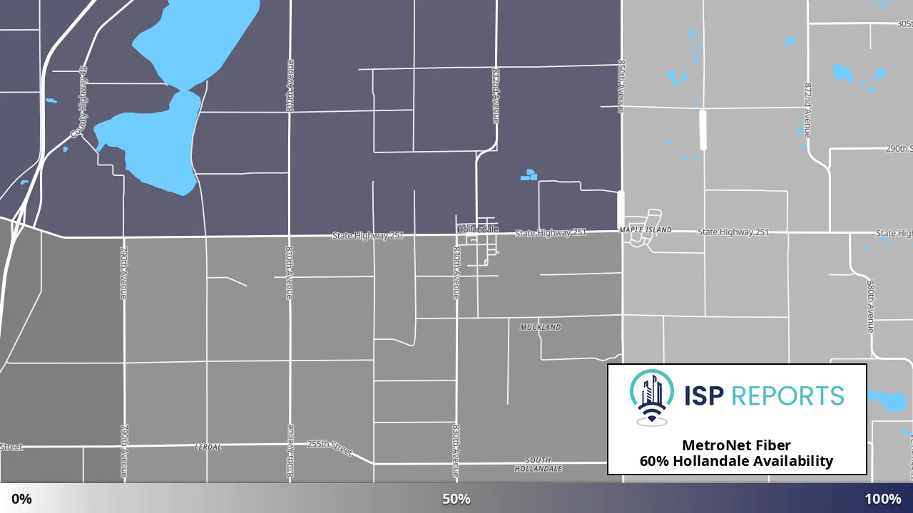 Hollandale, MN map of internet availability