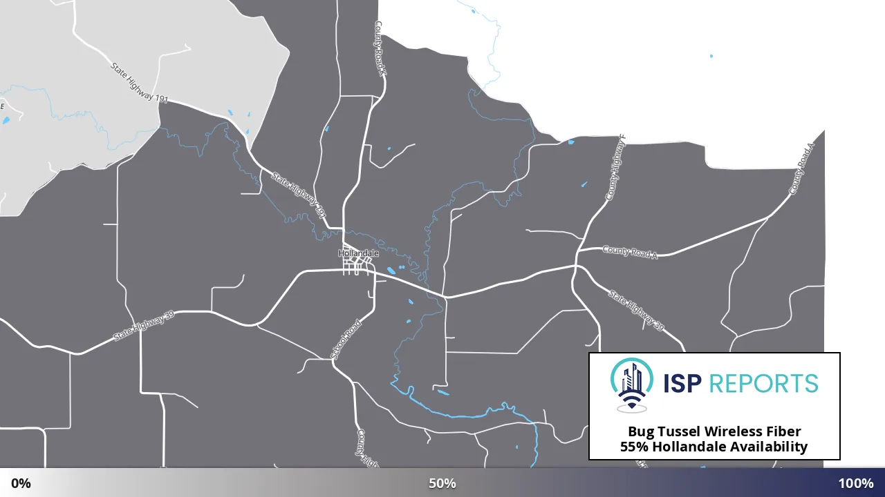 Hollandale, WI map of internet availability
