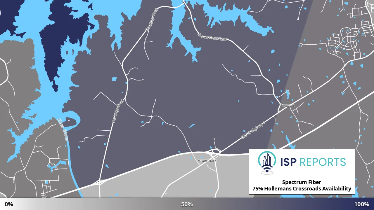 Hollemans Crossroads, NC map of internet availability