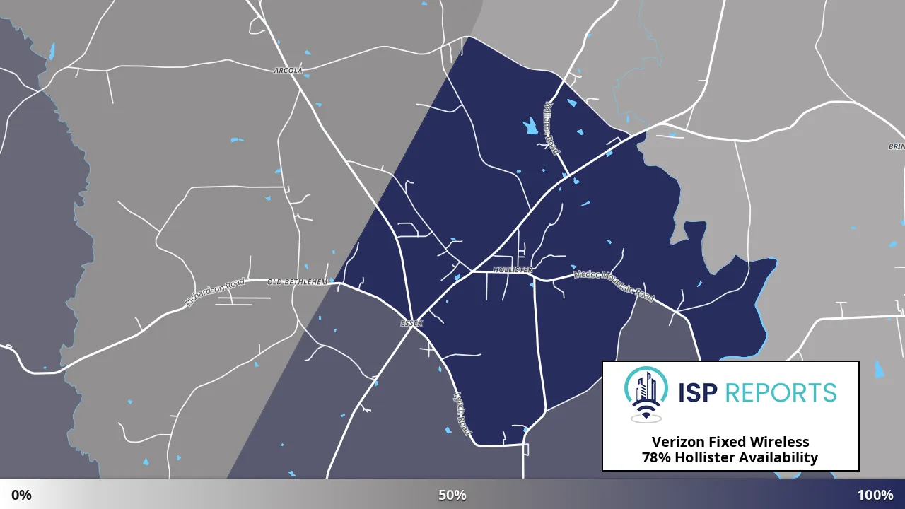 Hollister, NC map of internet availability