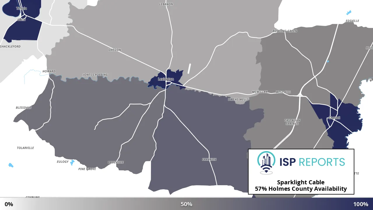 Holmes County, MS map of internet availability