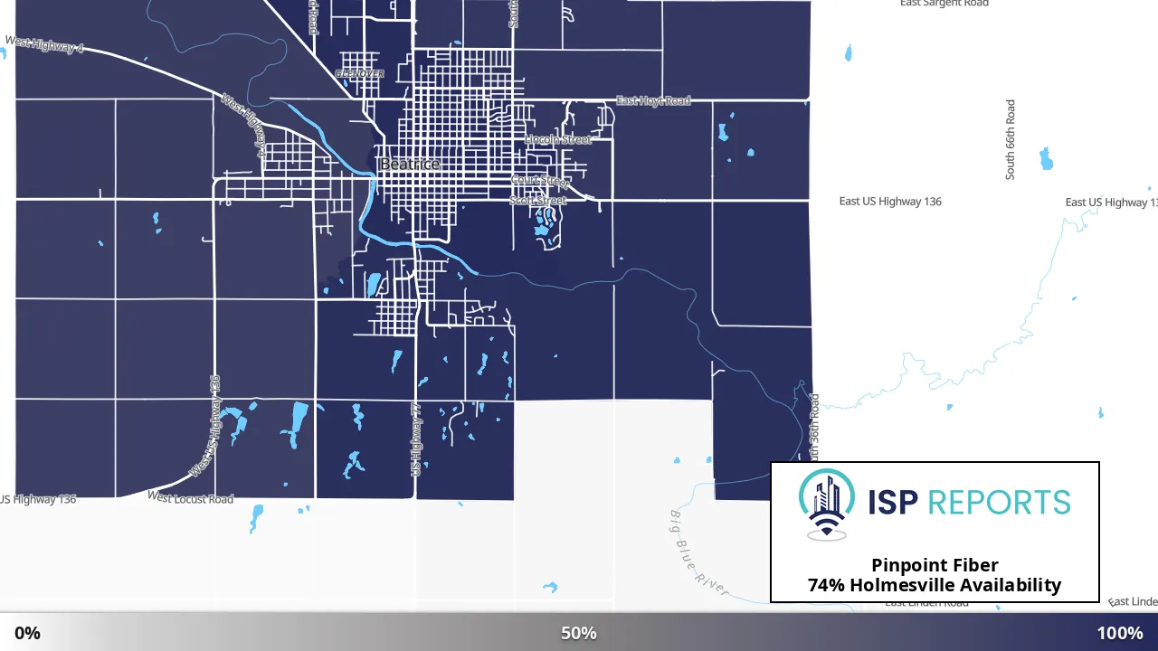 Holmesville, NE map of internet availability