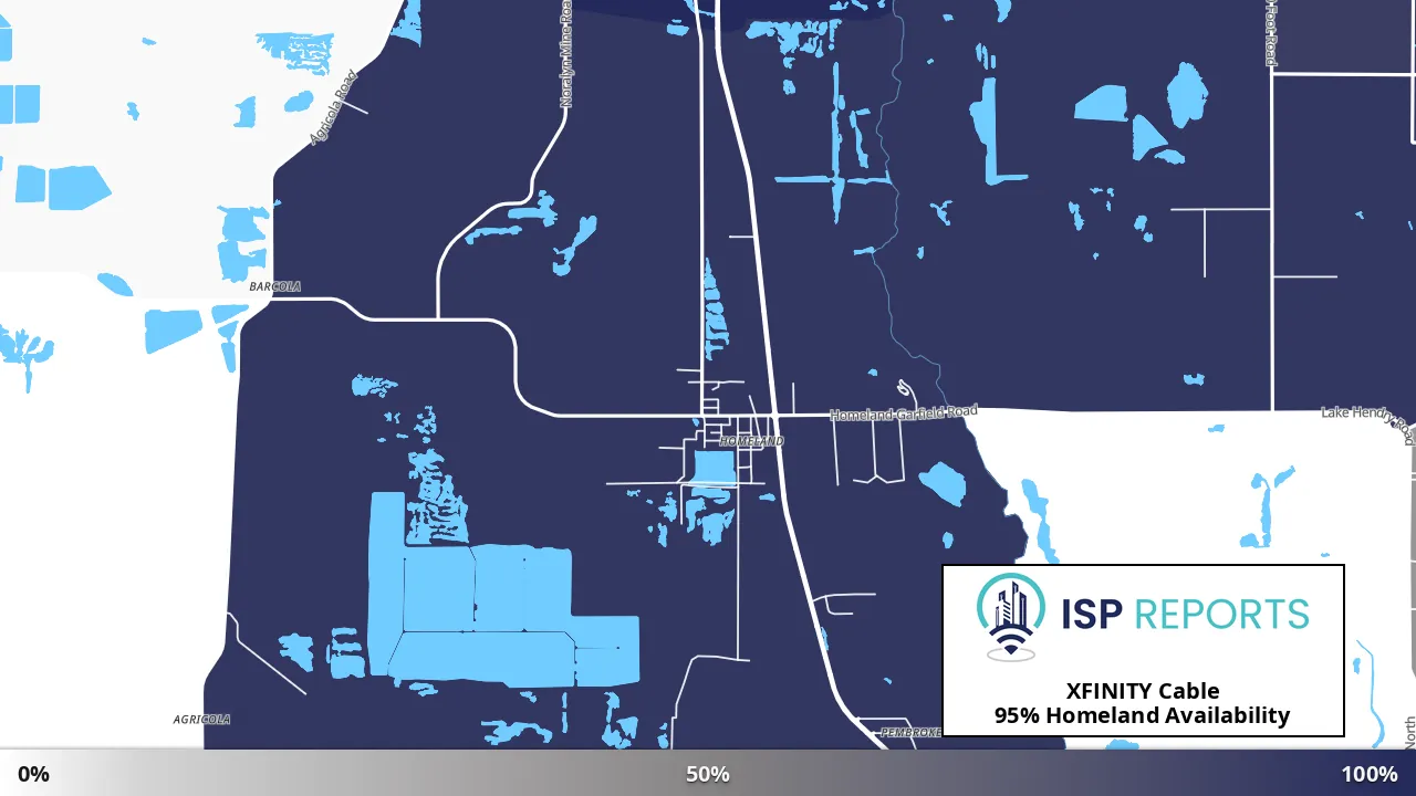 Homeland, FL map of internet availability