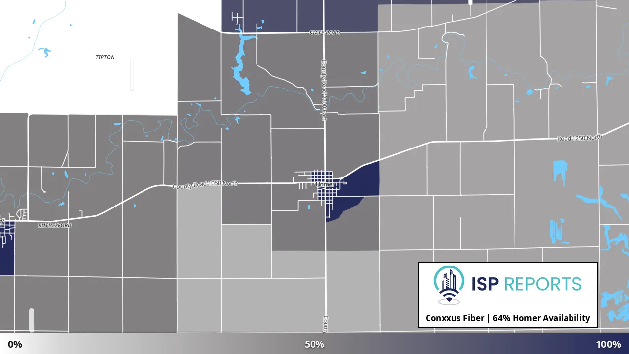 Homer, IL map of internet availability