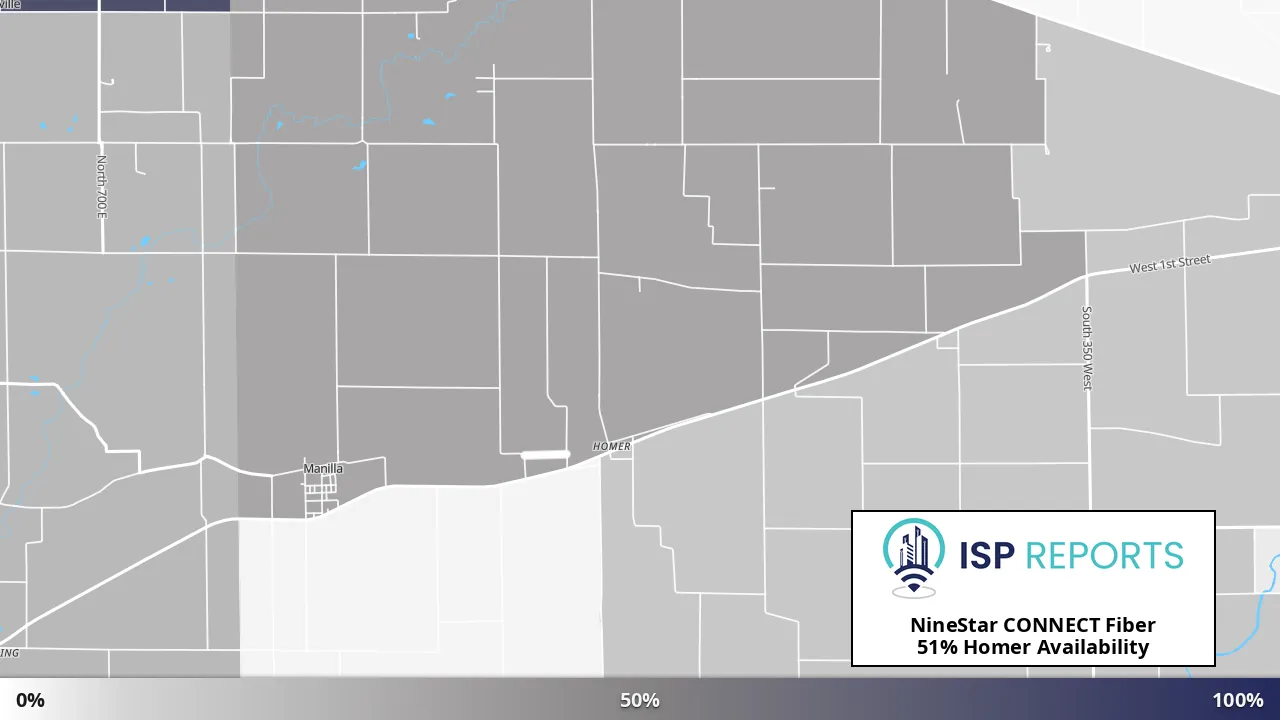 Homer, IN map of internet availability
