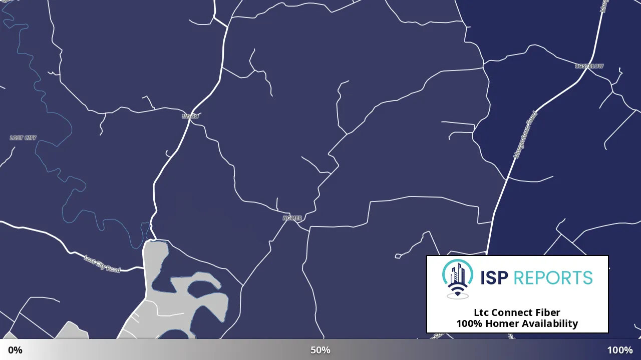 Homer, KY map of internet availability