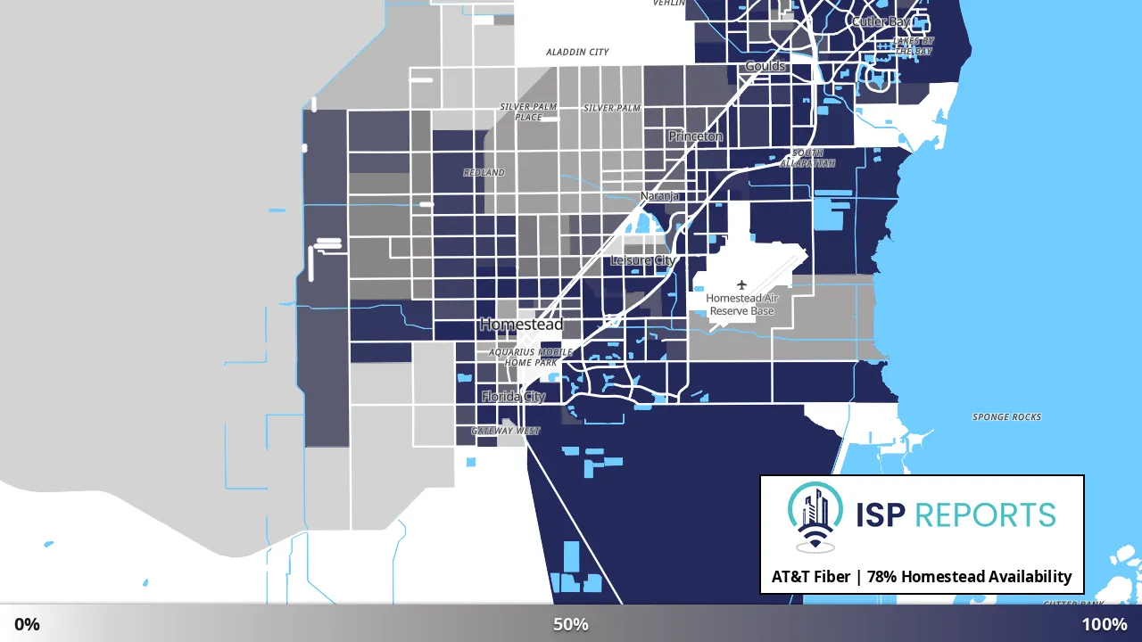 Homestead, FL map of internet availability