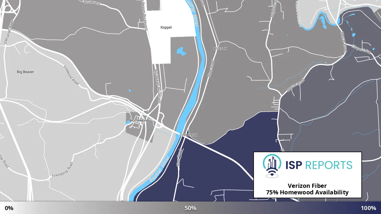 Homewood, PA map of internet availability