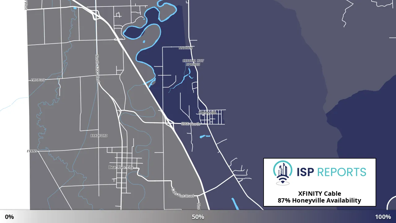 Honeyville, UT map of internet availability