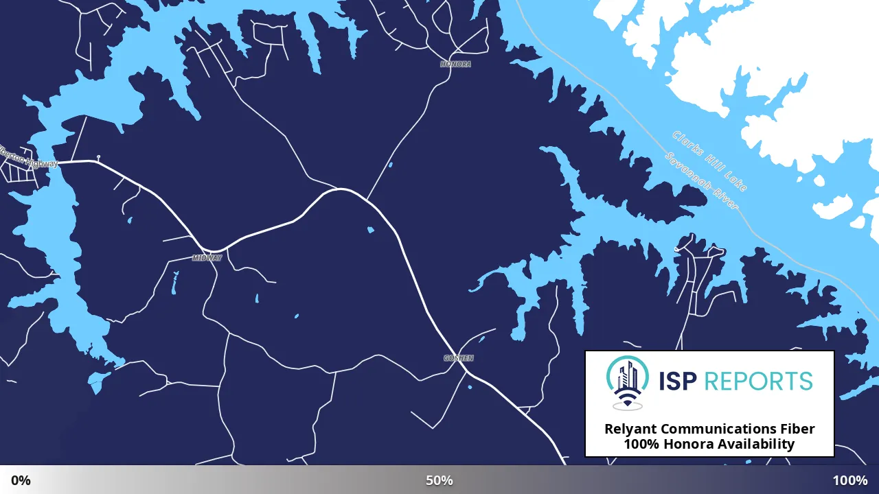 Honora, GA map of internet availability