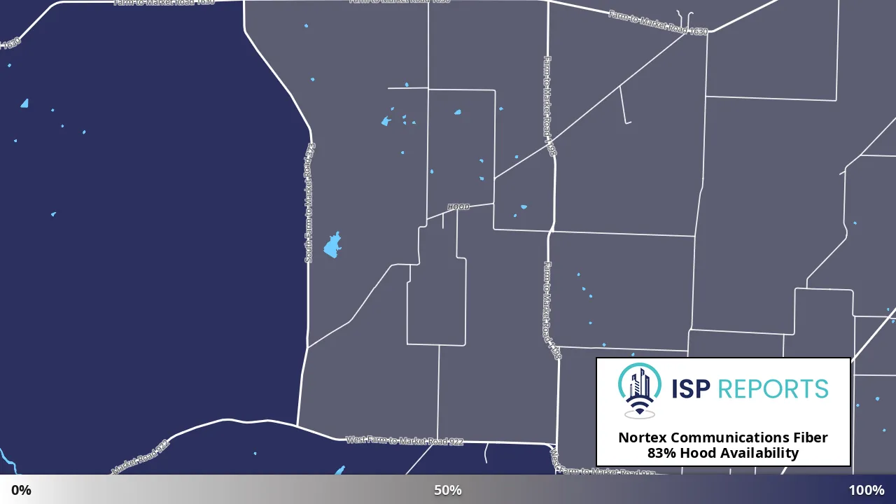 Hood, TX map of internet availability