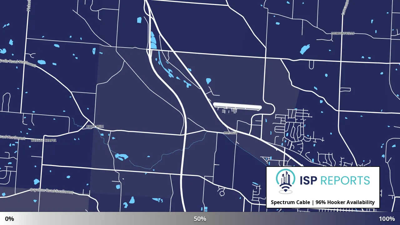 Hooker, OH map of internet availability